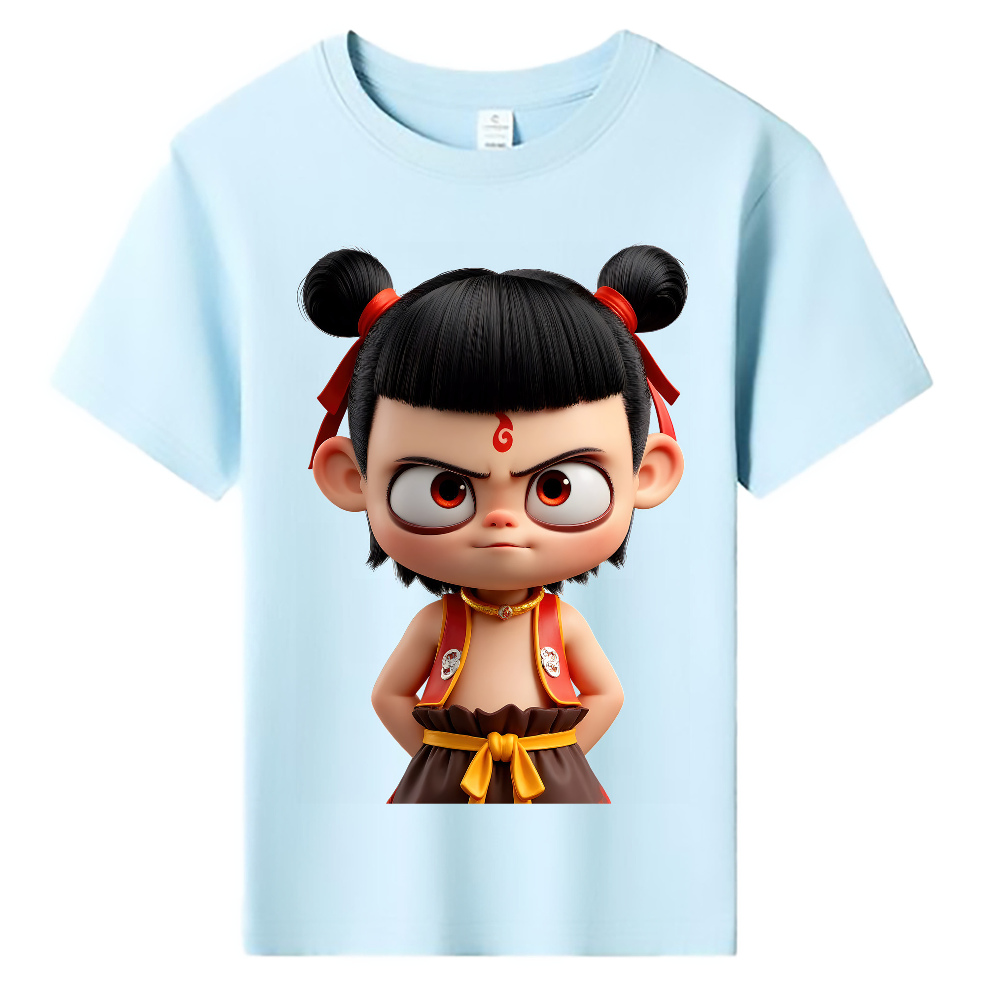 （画像用） Ne Zha 2 ナタ 魔童の大暴れ 綿100％キッズTシャツ（フロントプリント）